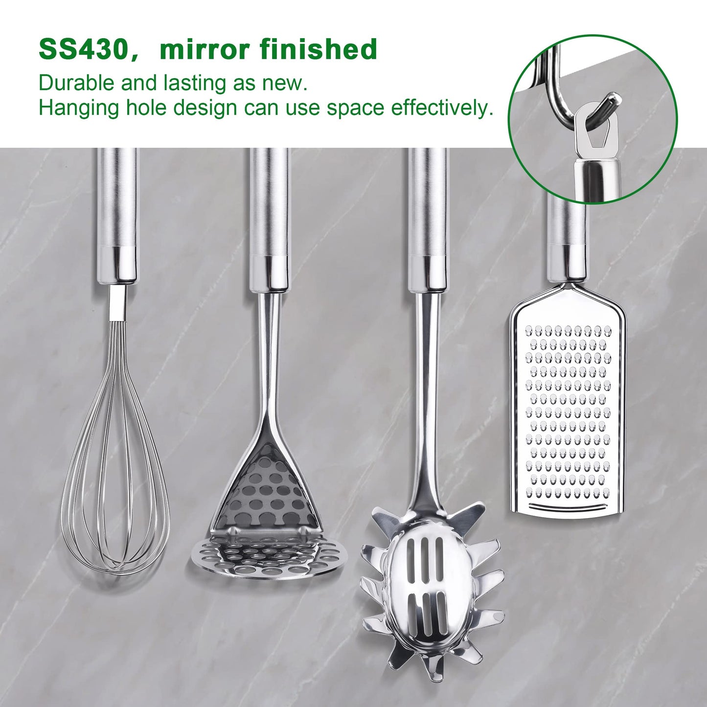 Stainless Steel Utensil Set, 28 Pcs Cooking Gadgets and Tools With Holder - Best Kitchen Tool Set Gift