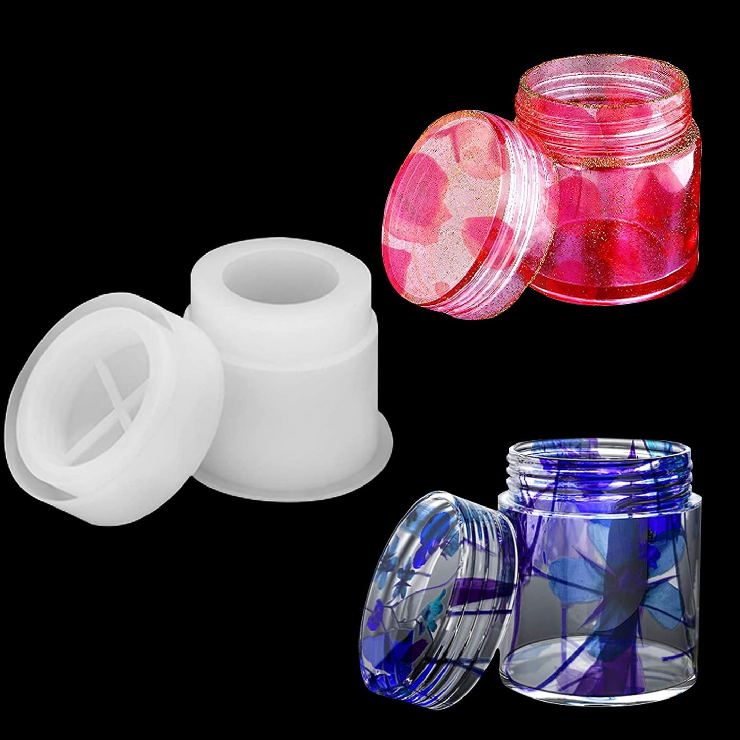 4 Style DIY Jewelry Resin Casting Molds Bottle Storage Jar With Lid Crystal Epoxy Mold Kit Handmade Craft Aromatherapy Candle Making Tool Clear Silicone Plaster Clay Mould (Cylinder Bottle)