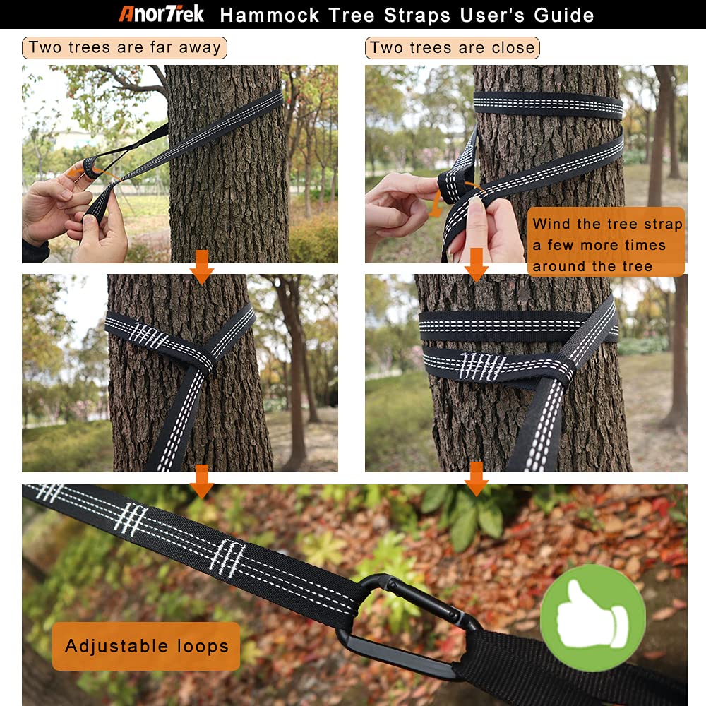 AnorTrek Camping Hammock, Super Lightweight Portable Parachute Hammock with Two Tree Straps Single or Double Nylon Travel Tree Hammocks for Camping Backpacking Hiking Blue&Dark Blue