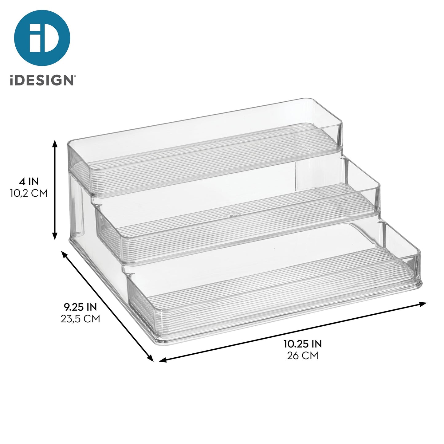iDesign Nail Polish Organizer, Holds up to 30 Bottles, Compact 3-Tier Clear Display Stand for Countertop