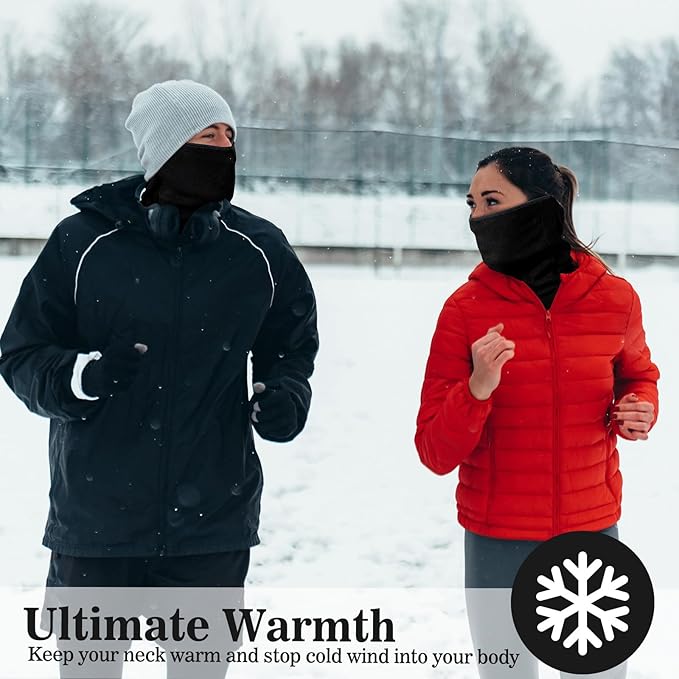 6 Pieces Winter Fleece Neck Gaiter Warmer Face Covering Windproof Half Balaclava Neck Scarf for Cold Weather Skiing