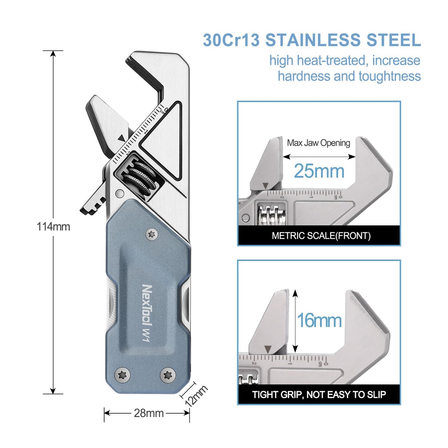 NexTool EDC Multi Tool, 6 in 1 Wrench Multitool with Knife, Flat/Phillips Screwdriver and Bottle Opener, Bike Multitool with 9 in 1 Bits Set and Nylon Pouch for Cycling Maintenancen, Household Repairs