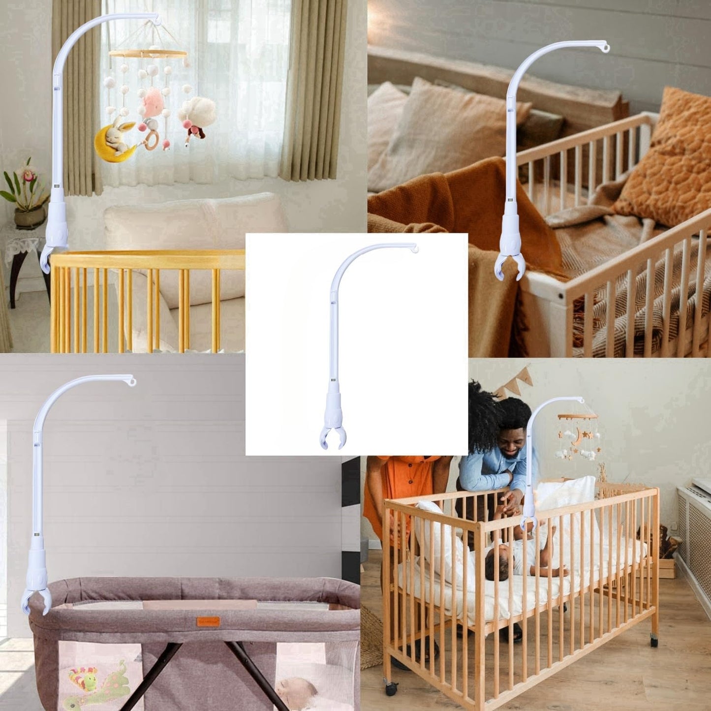 Accfore DIY 23 inches Crib Mobile Arm Nursery Mobile arm Baby Mobile Hanger, Mobile arm for Crib,The Claw Part can be Adjusted Width,DIY Toy Decoration (Crib Mobile Arm)