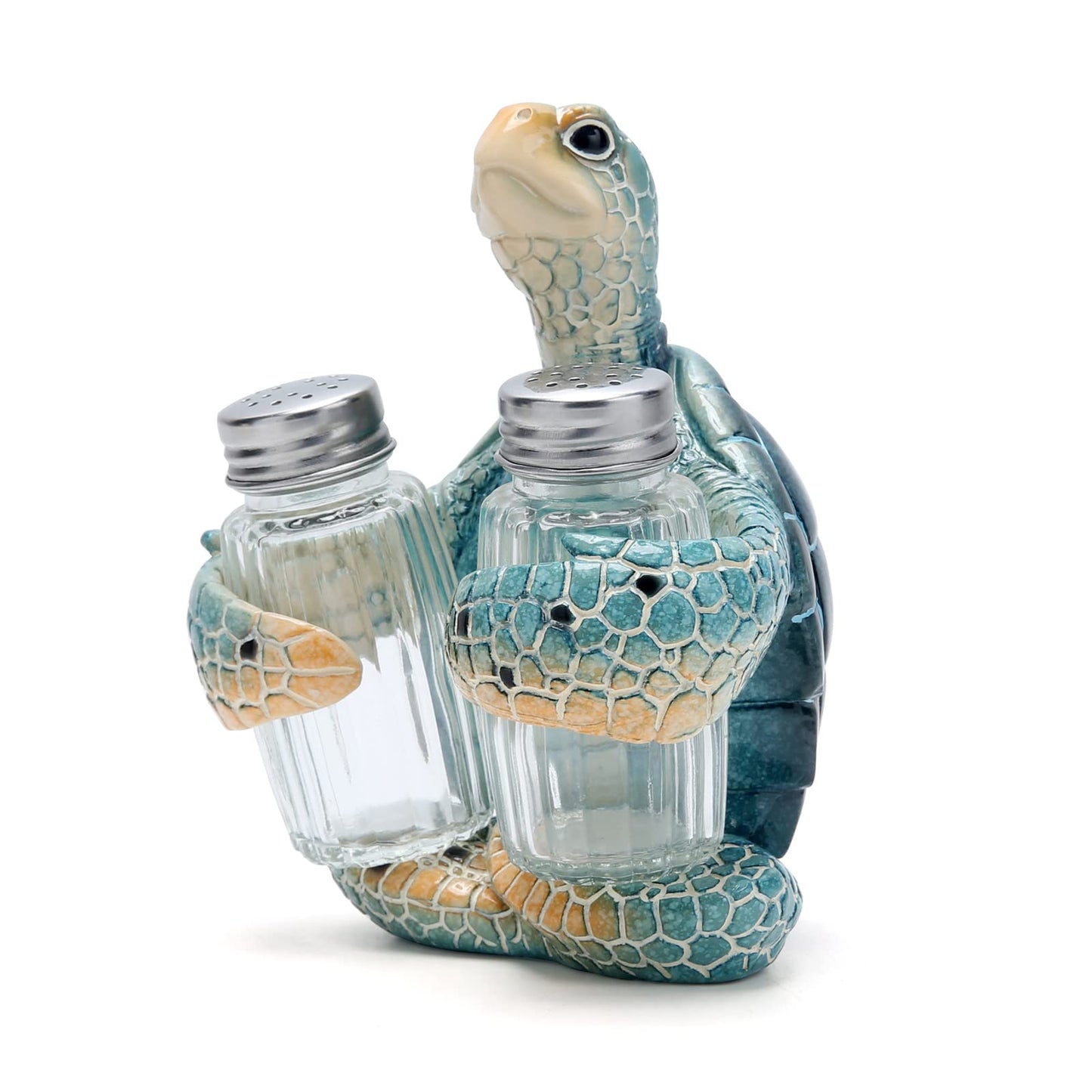 Hodao Sea Turtle With Salt and Pepper Shaker Figurines Decorations Turtle Set with Holder Figurine for Beach Bar or Tropical Kitchen Decor Turtle Table Decorations For Home Gifts (Turtle)