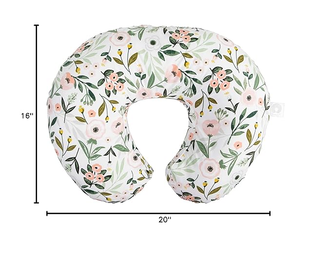 Boppy Original Nursing Pillow, Pink Garden, Ergonomic Nursing Essentials for Bottle and Breastfeeding, Firm Fiber Fill, with Removable Pillow Cover