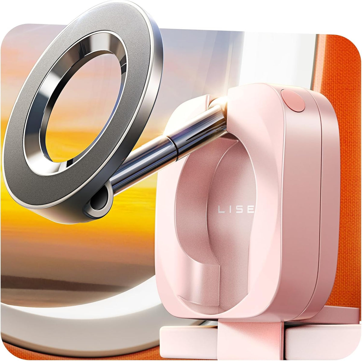 LISEN Airplane Phone Holder Travel Essentials for Women Long Flight Essentials Must Haves Handsfree for MagSafe Phone Stand Beach Vacation Cruise Essentials 2025 for iPhone 16 Pink