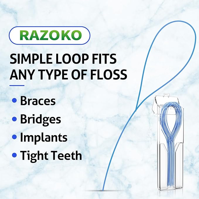 RAZOKO Floss Threaders | Dental Floss Threaders for Braces, Bridges, and Implants |420PCS (Pack of 6)