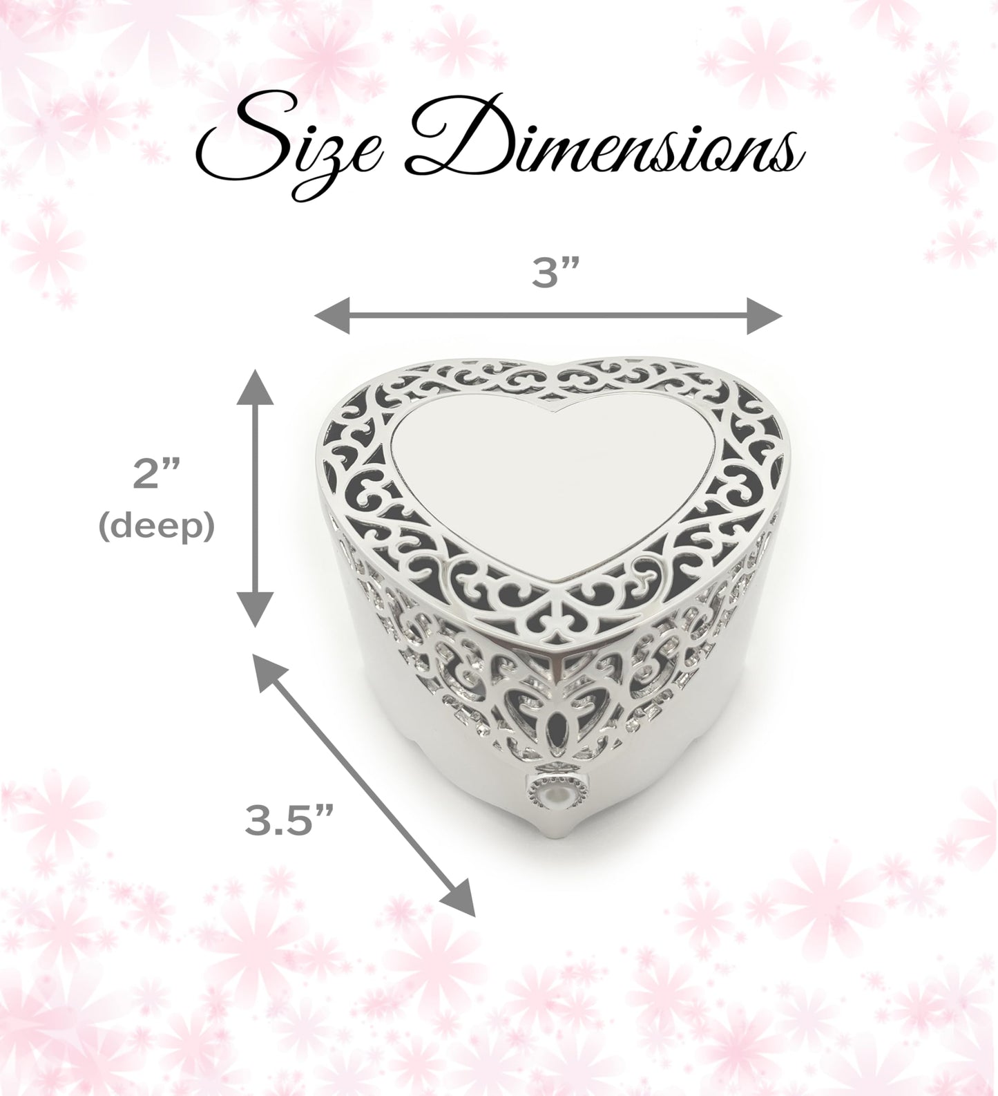 Cherished Moments Baptism Gift for Girls Jewelry Keepsake Box with Heart-Shaped Filigree Design and Engraved Cross, Silver Toned