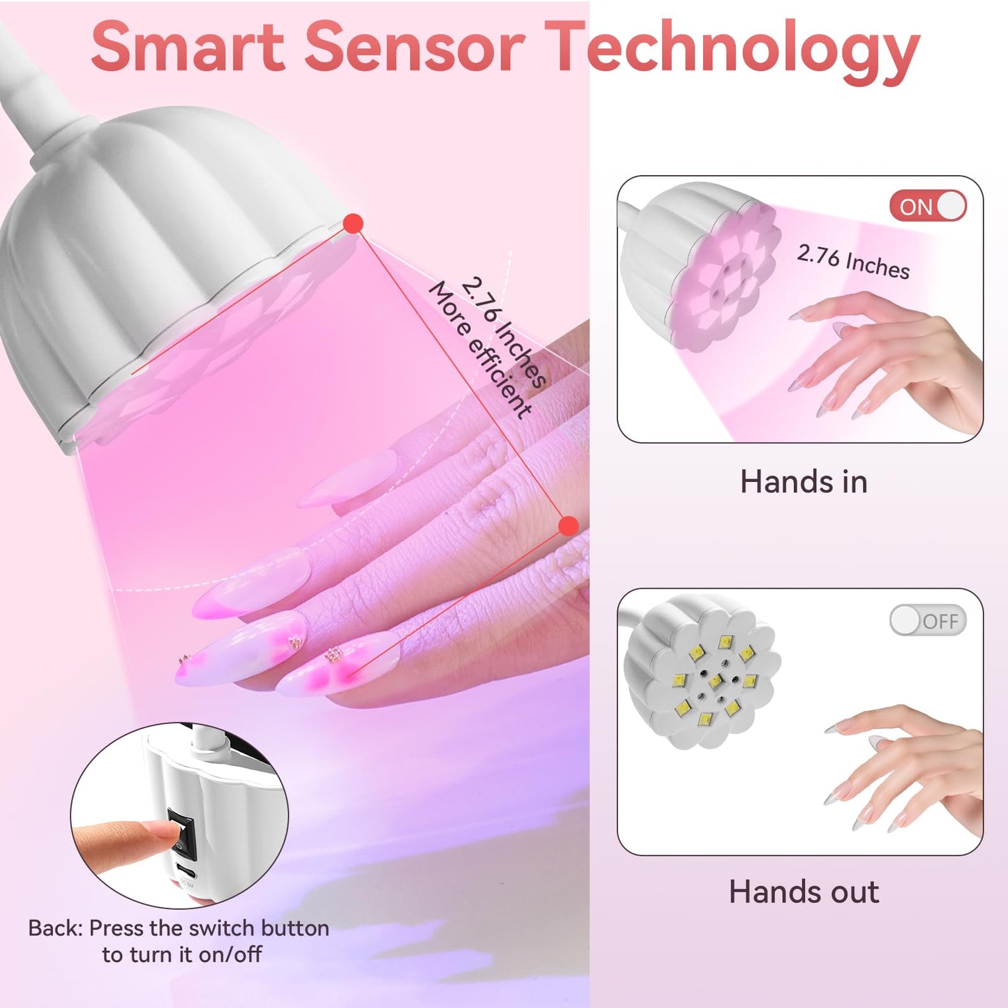 Makartt UV LED Nail Lamp - Gooseneck 58mW/cm² Flash Cure Lamp Rechargeable UV Light for Gel Nails with 4 Times & Auto Sensor USB Cordless Fast Curing Nail Art Design for Salon Home DIY (White)