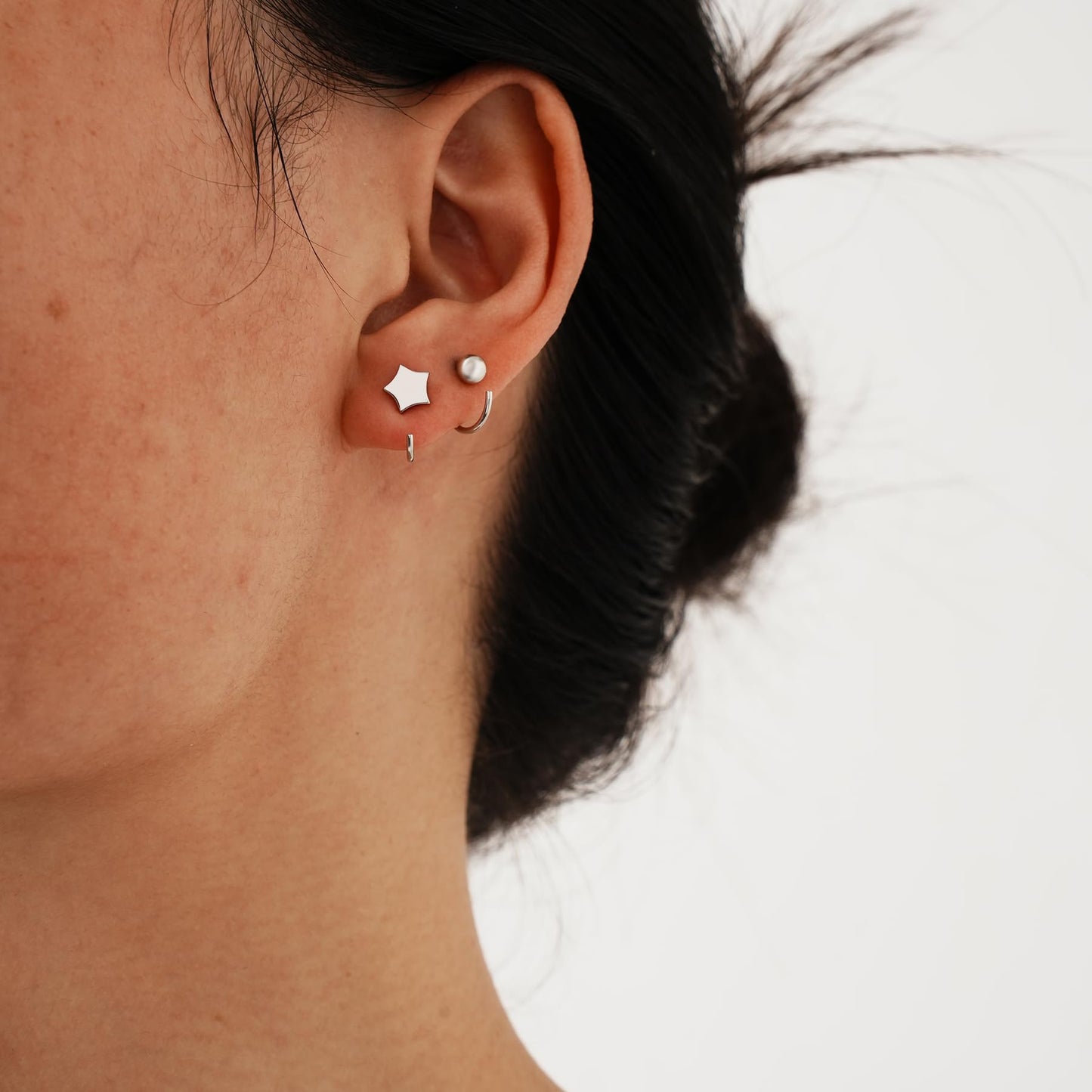 Half Hoop Earrings 925 Sterling Silver Ball Huggie Hoop Earrings Small Huggy earrings for women