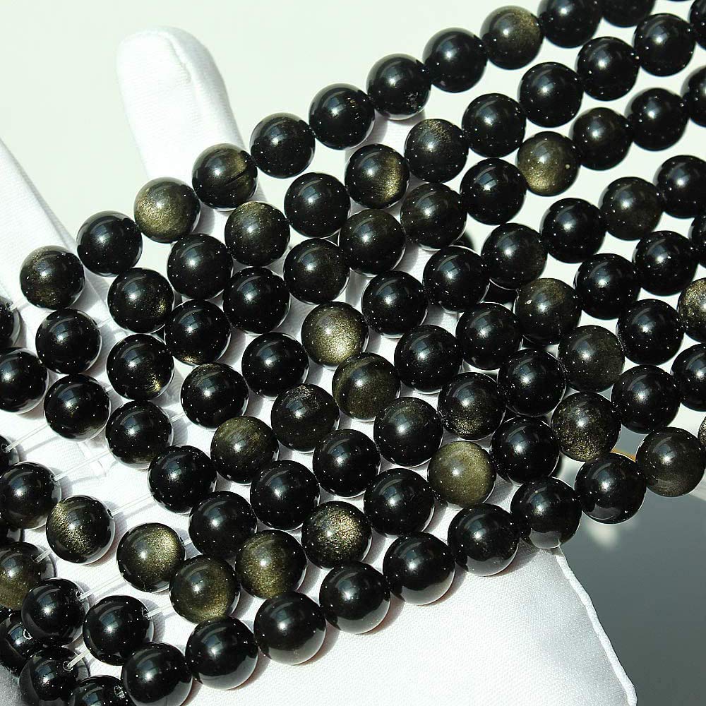 Genuine Golden Obsidian Beads for Jewelry Making Gemstone Semi Precious Stone Round 6mm Strand 15"(60-65pcs)
