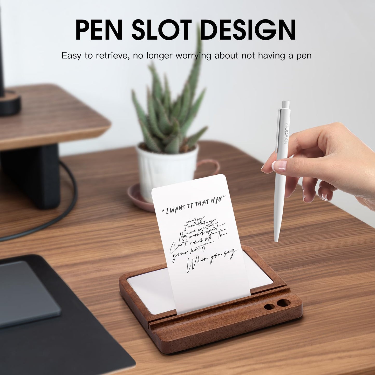 Daily To Do List Planner, Daily ToDo Checklist Cards and black Walnut Stand,50 Checklist Cards-Perfect NotePads for Work Desk or School，Productivity System Planners Notebook for Office Accessories