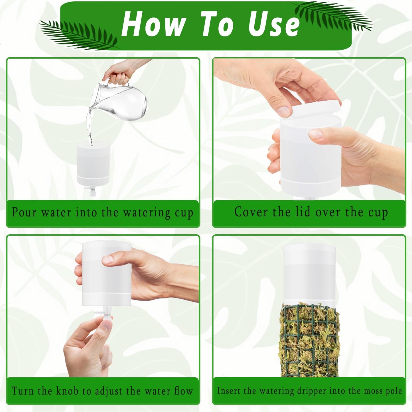 2 Pack Moss Pole Watering Dripper, Adjustable Water Flow Self Watering Devices Slow-Release Watering Spikes for Plant Support Climbing Poles (Cylindrical)