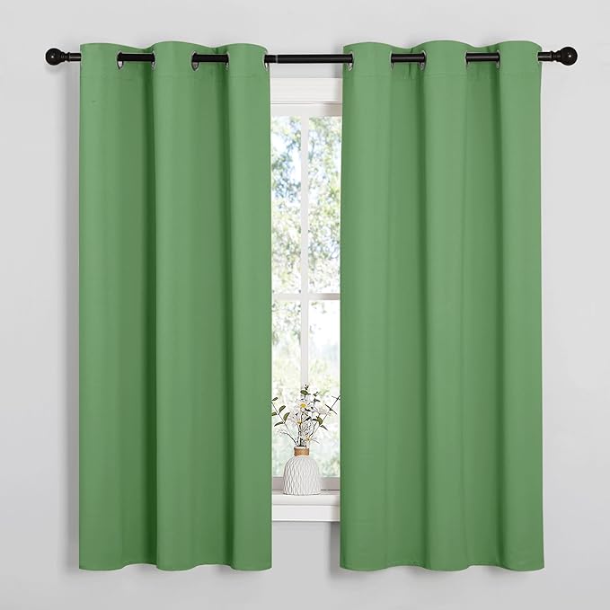 NICETOWN Room Darkening Curtains for Kitchen, Forest Green, Set of 2, 42 inches Wide by 50 inches Long, Window Treatment Thermal Insulated Solid Grommet Room Darkening Curtains/Drapes for Bedroom