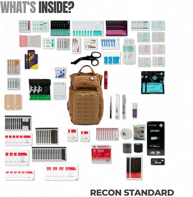 MY MEDIC The Recon Standard Emergency Medical Kit - First Aid Survival Essentials & Supplies | Must Haves for Any Home, Car, Travel, Office, or Business - Coyote