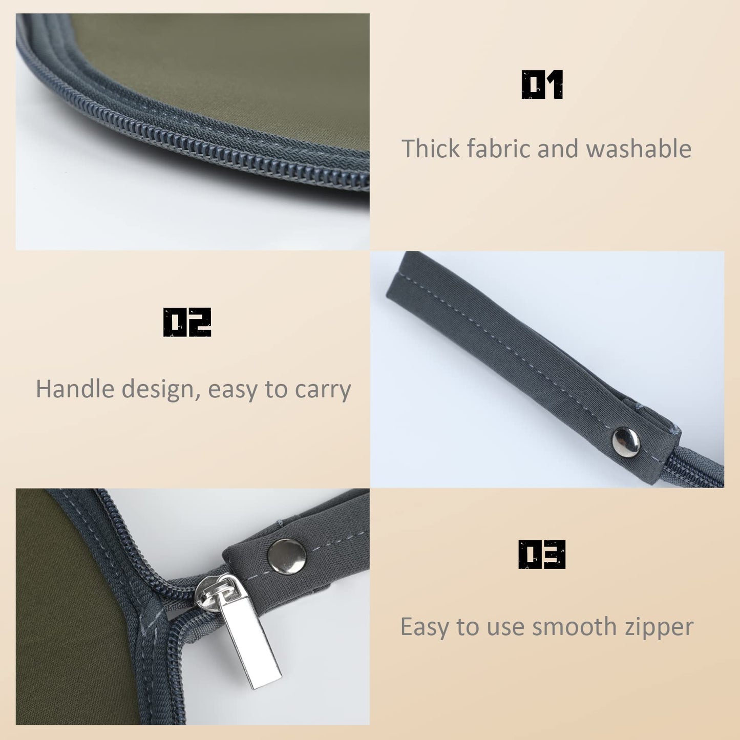 OLizee 2 in 1 Convertible Round Travel Mouse Pad Mat and Case with Zipper Pouch for Outdoor Business Trip