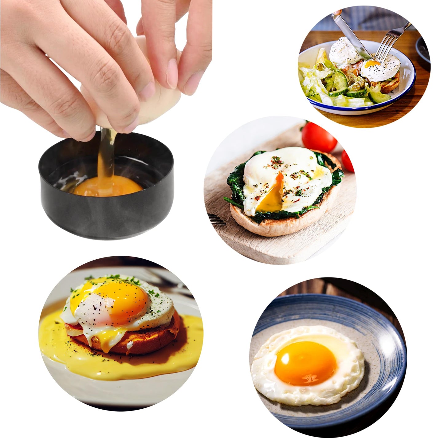 Folding Egg Poacher, Non-Stick Poached Egg Pan, Round Eggs Cooker with Oil Brush for Fried Pancakes Sandwiches Breakfast - 2 Packs