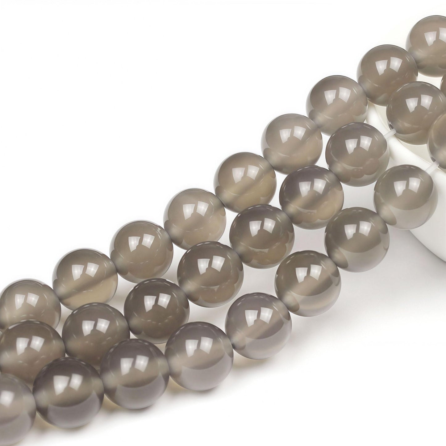 MJDCB 7A Natural Grey Agate Gemstone Round Stone Beads for Jewelry Making DIY Bracelet Necklace (6mm)