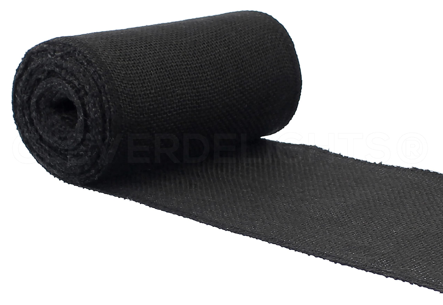 CleverDelights 6" Black Burlap Roll - Finished Edges - 10 Yards - Jute Burlap Fabric