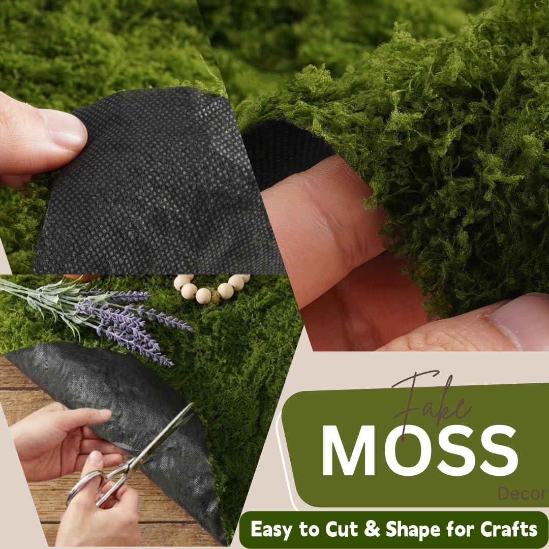 BYHER Fake Moss Mat Artificial Moss Roll - 12" x 71"Cloud Soft Feel Moss Table Runner for Decor, Faux Grass Mat for Crafts, DIY Fairy Garden, Wedding & Party Decorations (Realistic Green: 30x180cm)