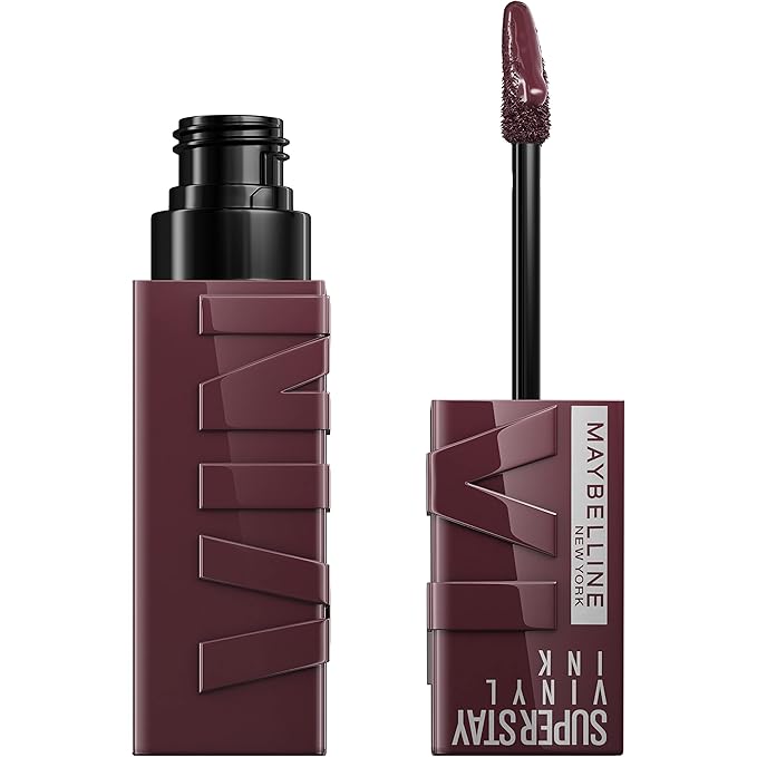 MAYBELLINE Super Stay Vinyl Ink Longwear No-Budge Liquid Lipcolor Makeup Bundle with Royal Deep Wine Red 0.14 fl oz and Fearless Brown 0.14 fl oz Lipsticks