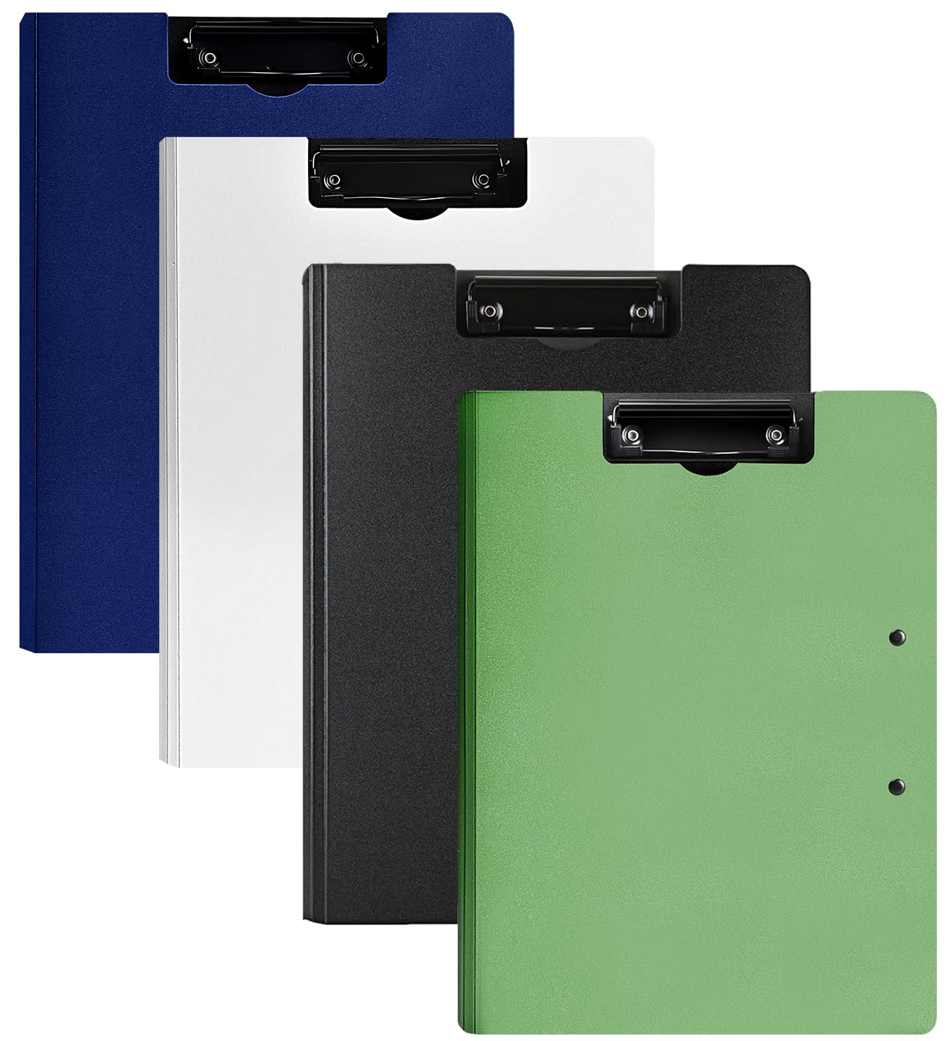 MUYICS 4 Pack Foldable Clipboards, A4 Clipboard Folder, Office Clipboard Folder with Double Clips Metal Clip, Storage Clipboards for Office, School or Medical Field(4 Colors)