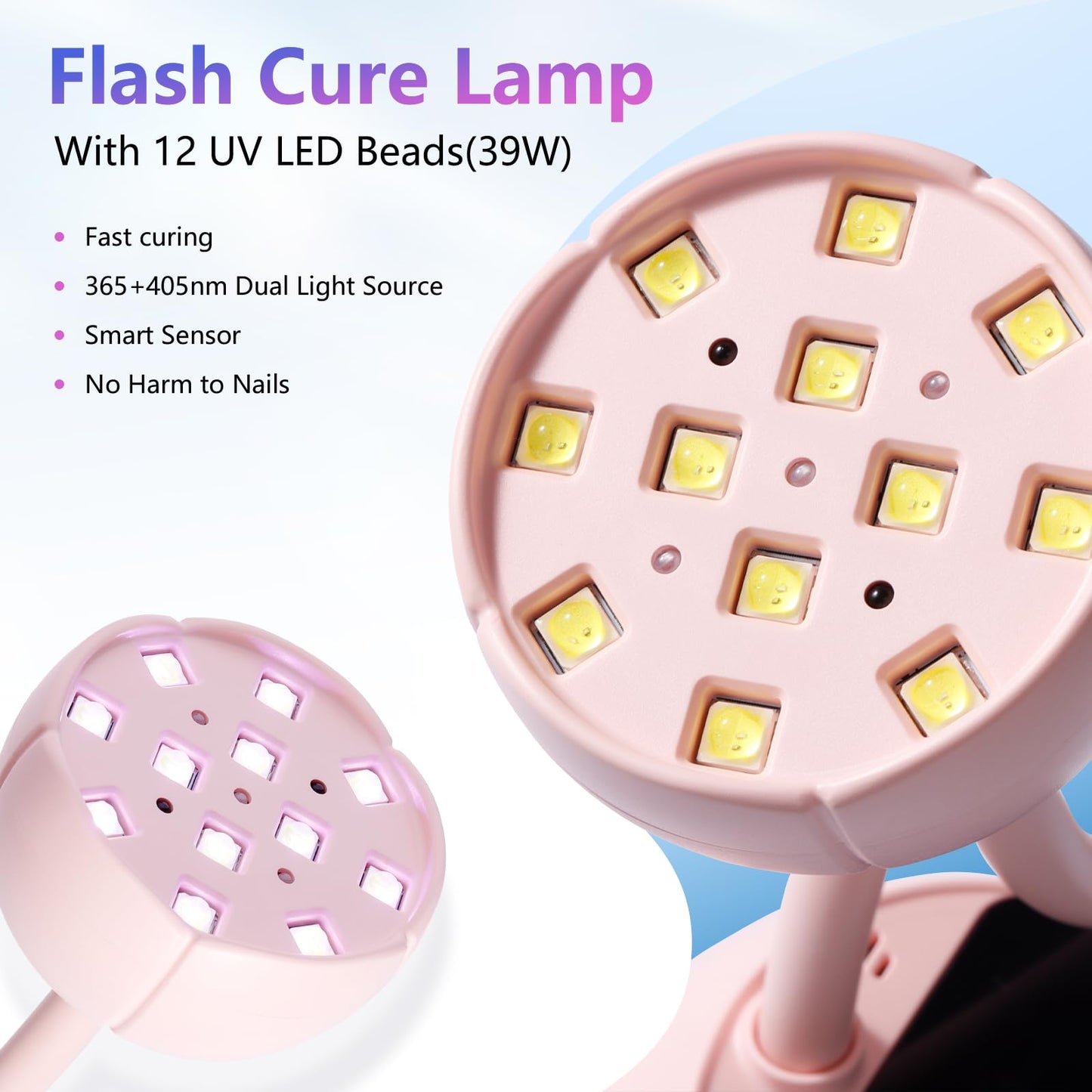Makartt UV LED Nail Lamp - Gooseneck UV Light for Gel Nails Cherie Cordless USB 39mW/cm² Gel Lamp with 4 Times & Auto Sensor Professional Fast Flash Curing Polish Nail Art