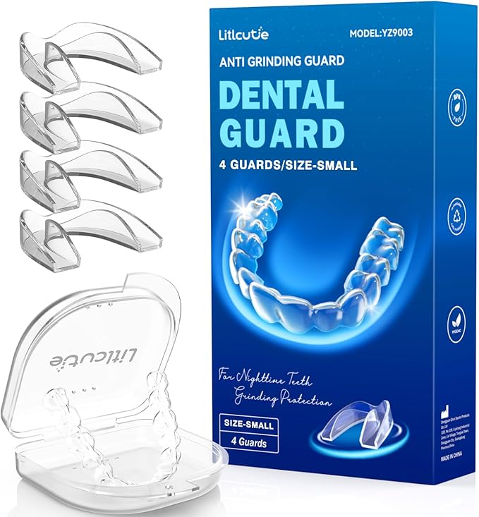 Mouth Guard for Grinding Teeth at Night,Teeth Grinding Mouth Guard for Sleep,Reusable Guard for Sleeping,4 Pack/Small Size,Transparent