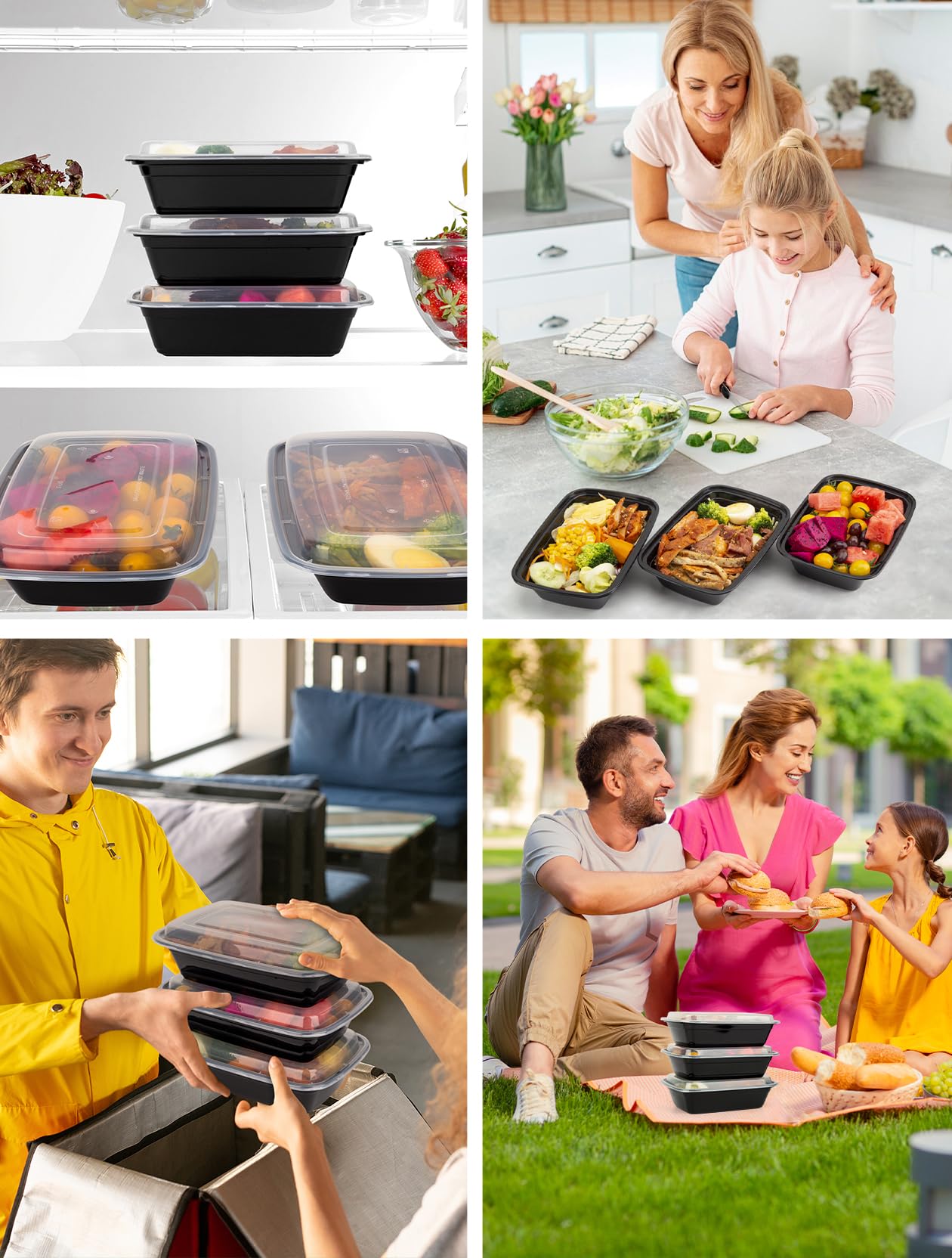 UMT Plastar 36 oz Meal Prep Containers with Lids, 50 Pack BPA-Free Food Storage Containers, Leakproof Reusable Plastic Containers for Meal Prep, Takeout, Microwave, Freezer & Dishwasher Safe