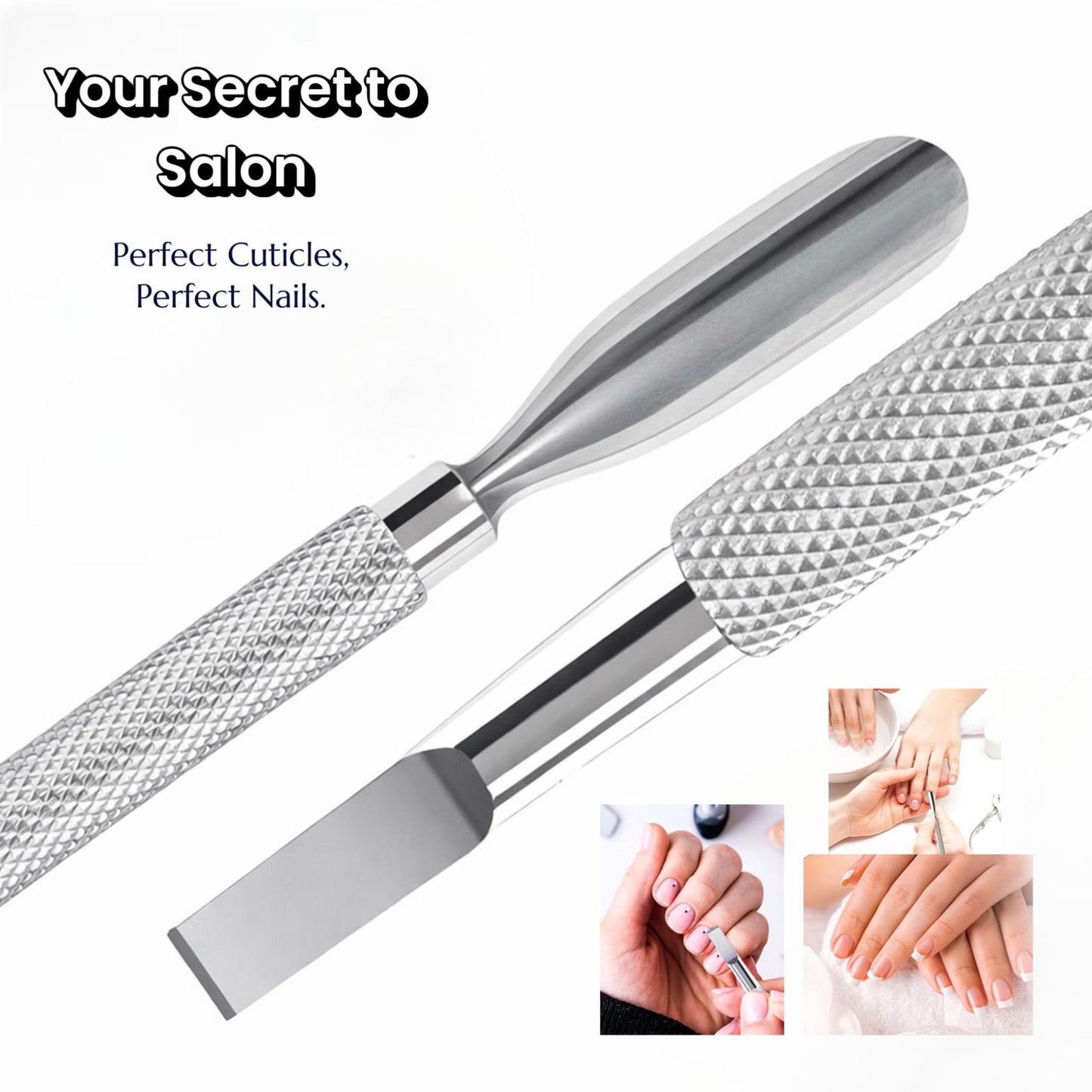 UM Supplies 4PCS Nail Care Set + Storage Pouch | Professional Cuticle Nipper with 2 Pushers and Nail Cutter Stainless Steel | Manicure Pedicure Tool | Jaw 14 (5mm) Double Spring