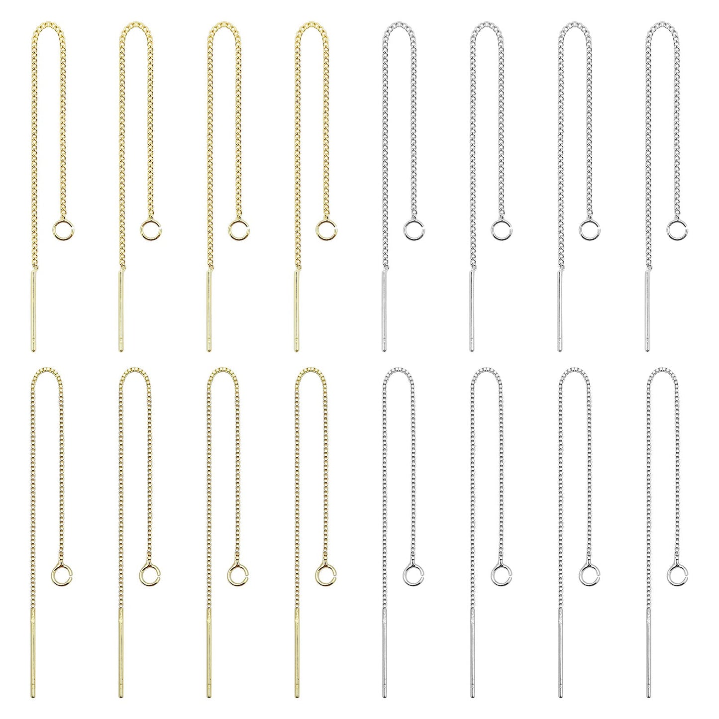 24pcs 8.5cm Ear Threads Long String Ear Threads Hypoallergenic Ears Thread Earring with Loop Drop Earrings Tassel Chain Earrings for Earring Making DIY Jewelry Craft(2 Styles,2 Colors)
