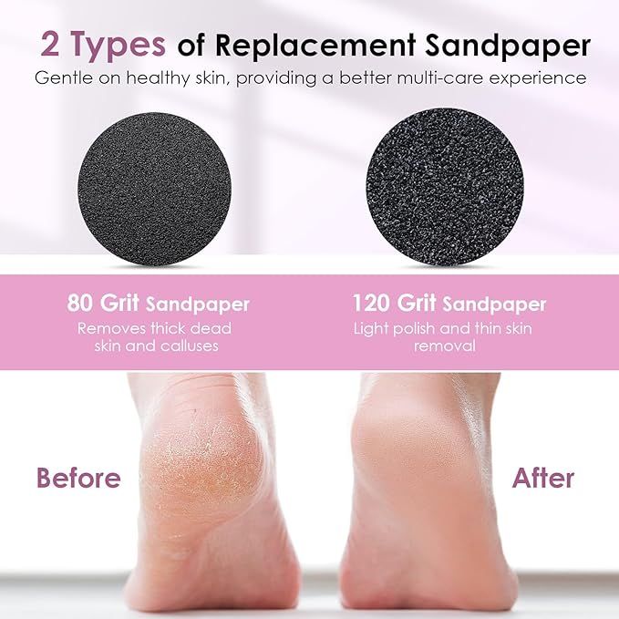 COSCOSY Electric Callus Remover for Feet, Professional 9-Speed Adjustable Foot File Portable 2-in-1 Dead Skin Exfoliator & Nail Grinder Kit USB-C Rechargeable Lightweight for Home Pedicure (Pink)