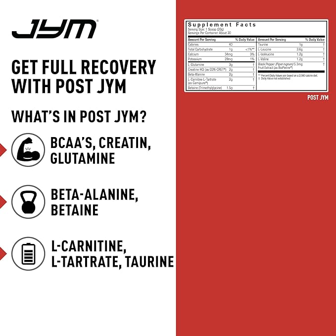 JYM Supplement Science Post JYM Active Matrix Rainbow Sherbet Amino Recovery Powder Pure Creatine HCL, BCAA’s, Glutamine, Carnitine, Betaine, Taurine for Strength, Repair, Performance 30 Servings