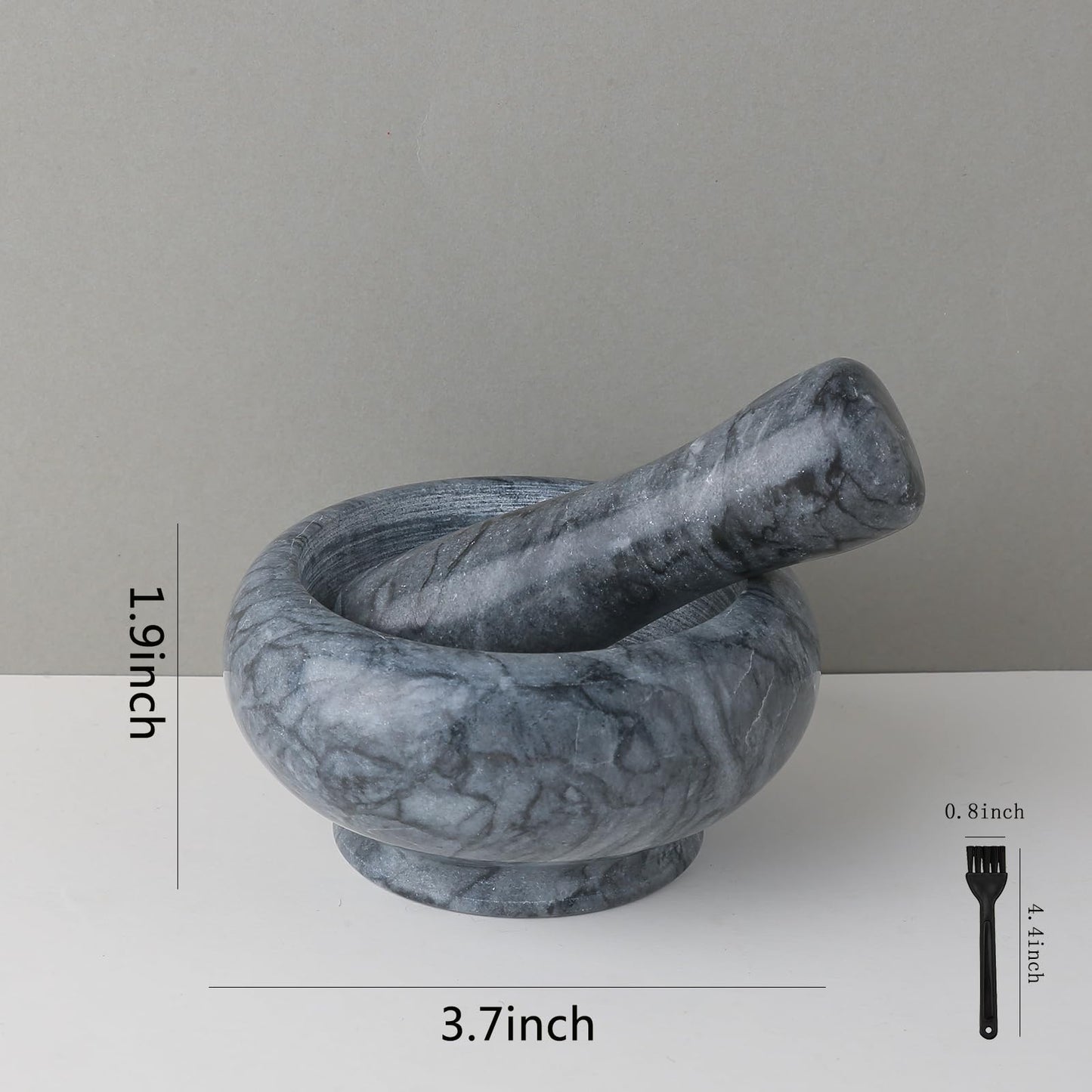 Marble Mortar and Pestle Set for Grinding Pills Spices Nuts Herbs Guacamole Stone Grinder Bowl Graceful Kitchen Tool and Exquisite Cute Ornament (Black)