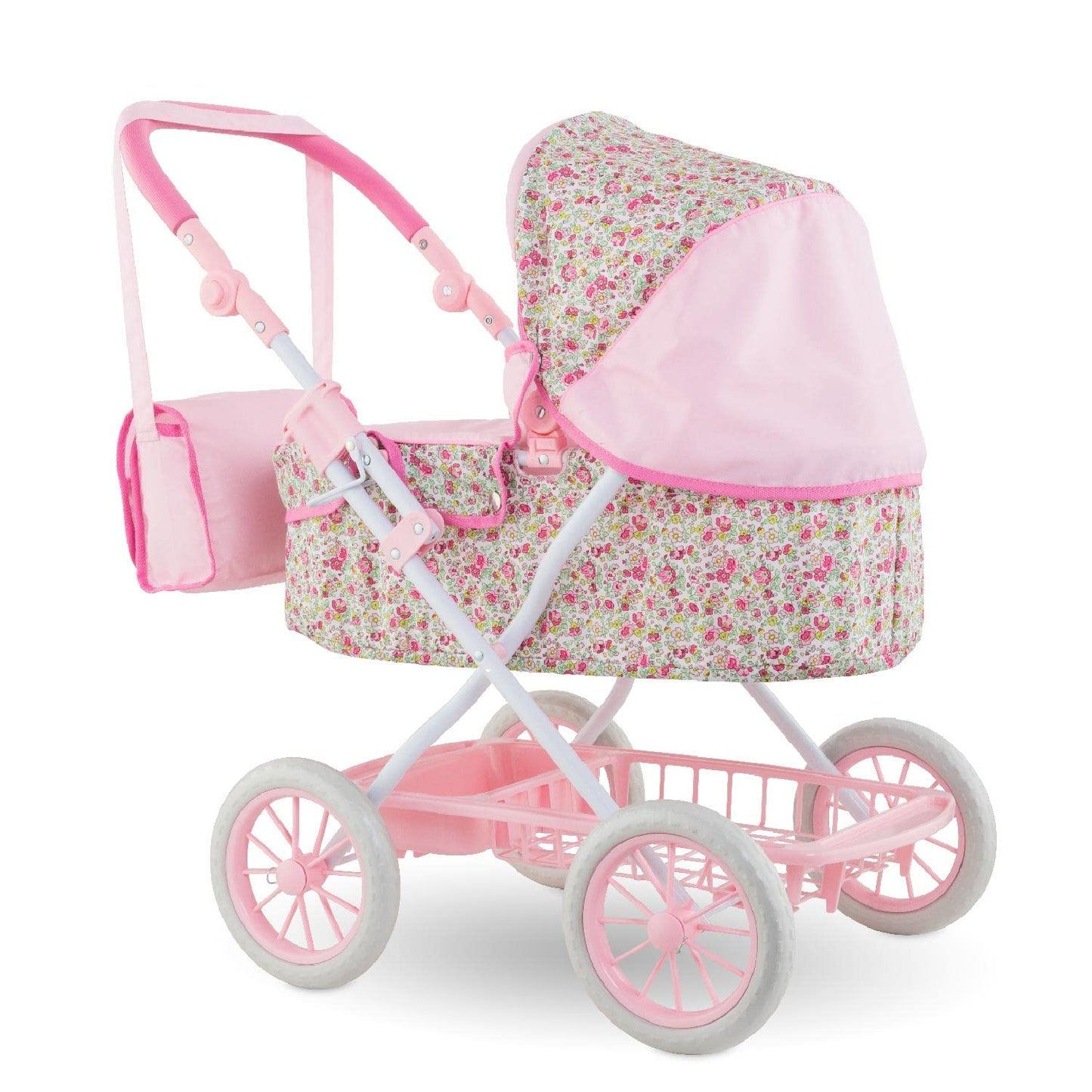 Corolle Baby Doll Stroller for Girls, Foldable Kids Toy Baby Stroller for Dolls with Carriage Design, Pink Pram
