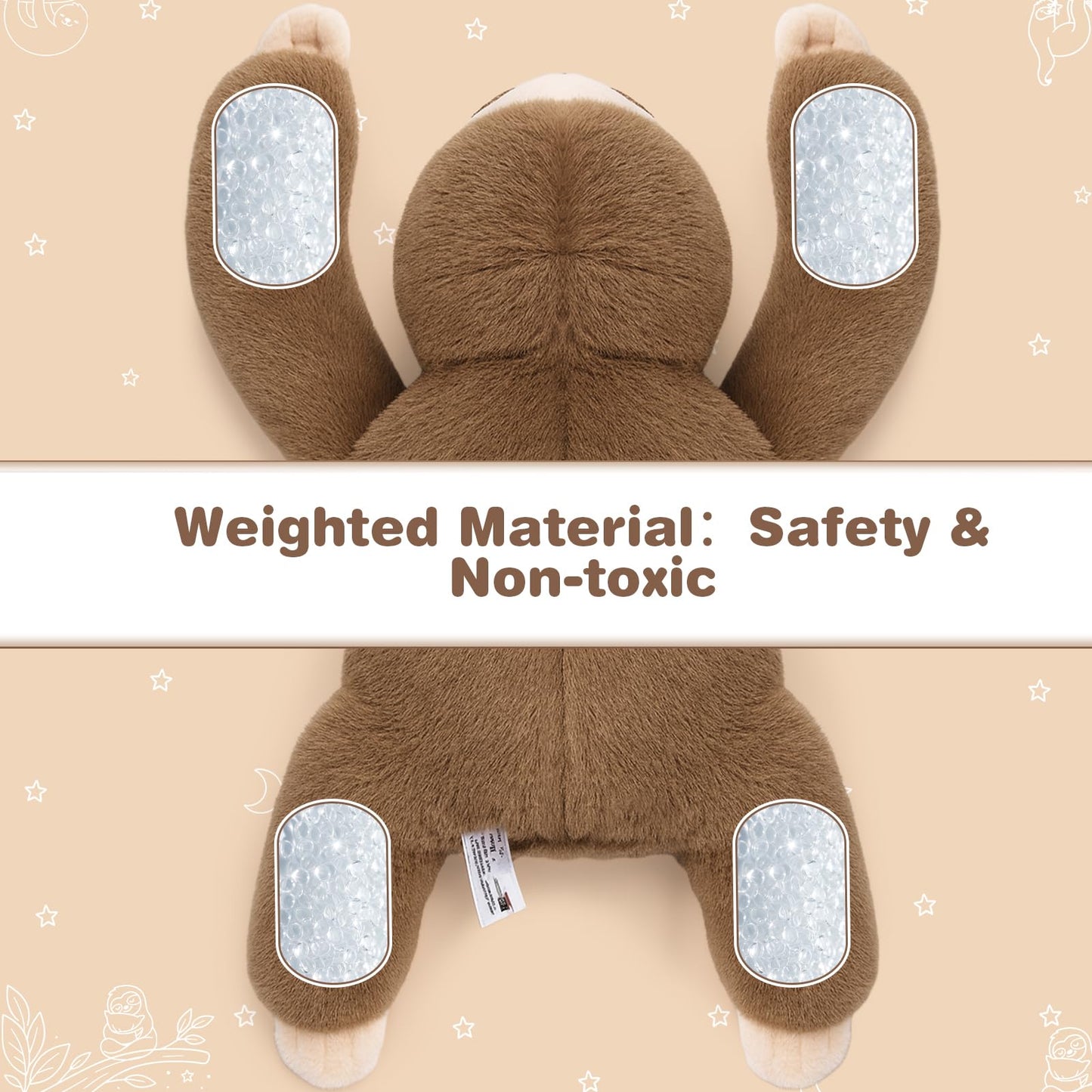 Joyreal Sloth Sensory Weighted Vibrating Pillow, Pressure Activated for Kids Adults, Plush Minky Soft Size: 11 by 21 inches Pillow Animal for Gift Birthday