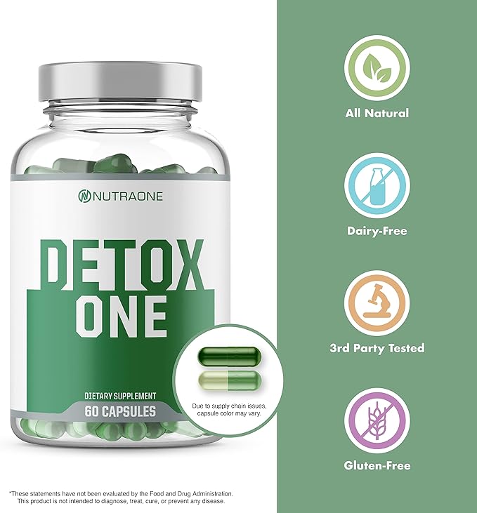 NutraOne DetoxOne 30 Day Extra Strength Detox Cleanse Supports Healthy Digestive Function And Weight Loss| Promotes Detoxification, Increases Energy & Improves Nutrient Absorption*
