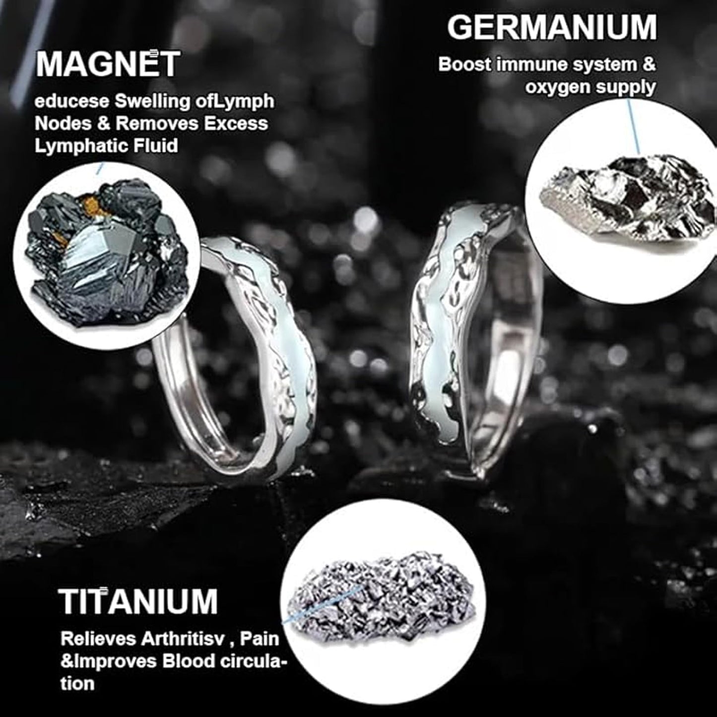 DIOWUS Lymphatic Magtherapy Luminous Ring For Men Women, Titanium Ion Therapy Acupuncture Unclog Bloodstream Lymph Nodes Light Up Hope Adjustable Finger Ring Jewelry Gift For Couple (for Men)