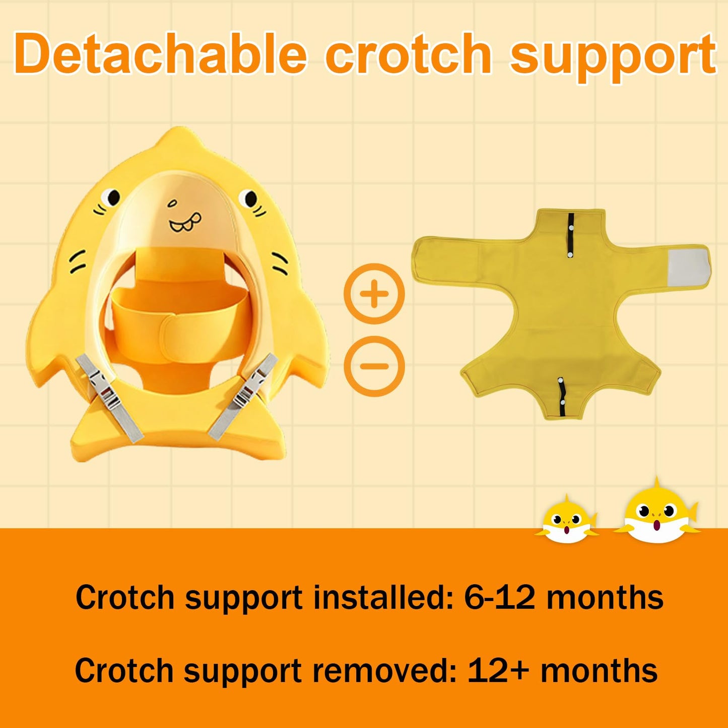 Deehouve Non-Inflatable Baby Pool Float, Solid Swim Water Float with Safety Seat,Waterproof Comfortable Waist Swim Trainers Infant Pool Essentials for 3-36 Months Beach Play (Yellow)