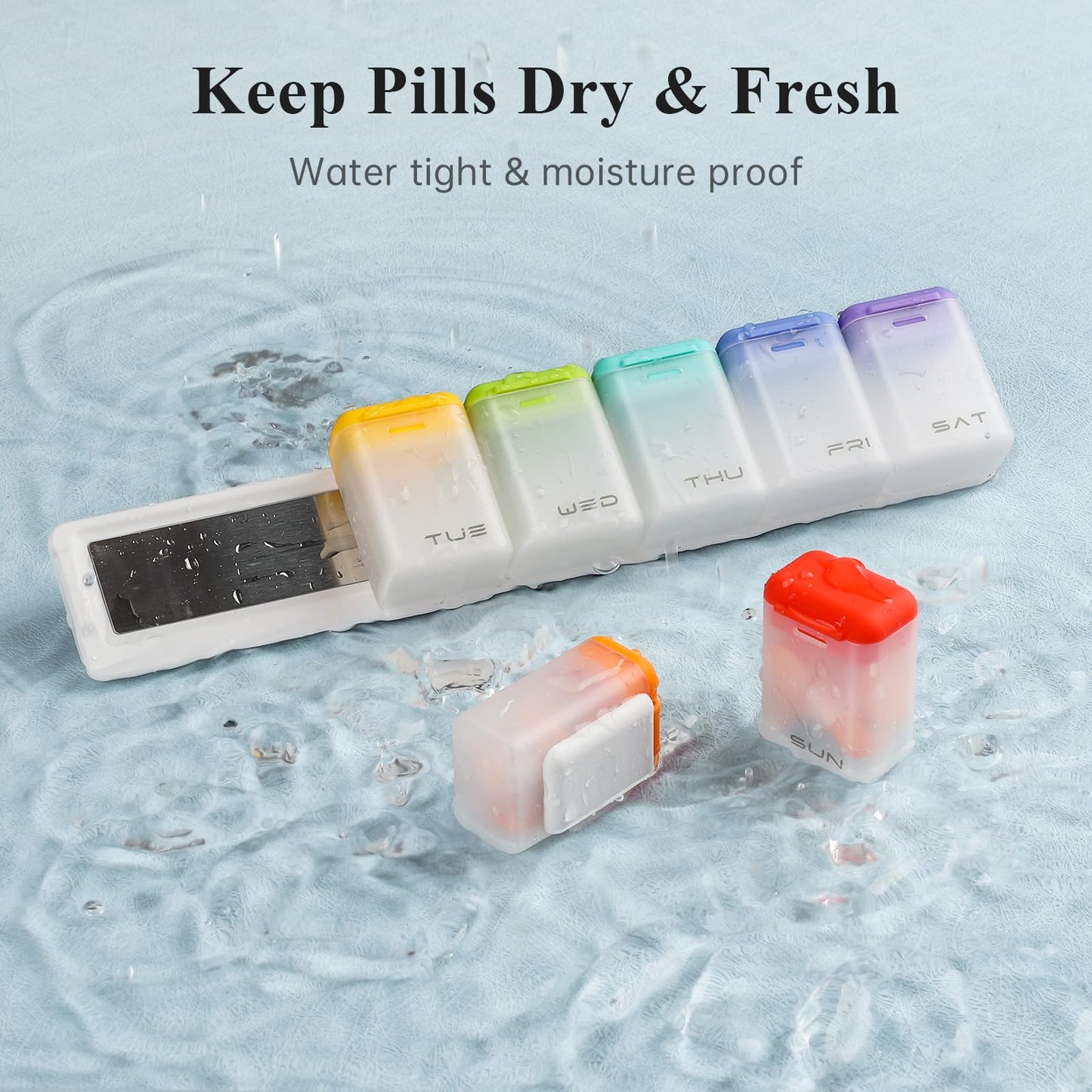 KOVIUU Weekly Pill Organizer Magnetic, Removable Pill Box 7 Day 1 Time a Day, Large Pill Case Travel, Week Once Daily Medication Dispenser, Medicine Container Holder for Supplement Vitamin, White