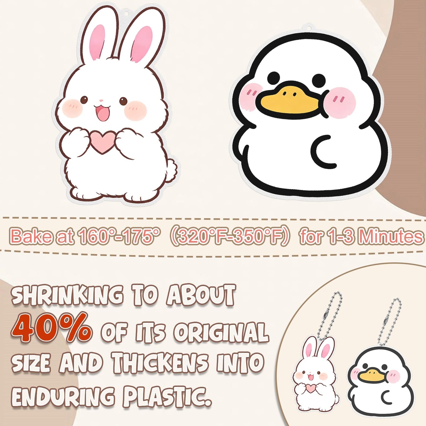 Yalumo 301 Pcs Shrink Plastic Sheets Kit, 40 Shrink Paper Sheets 5.7 x 7.9 Inch with Earring, Ring and Keychain Accessories for DIY Shrinky Art, Ornament, Craft Project, Handmade Gift and Home Decor