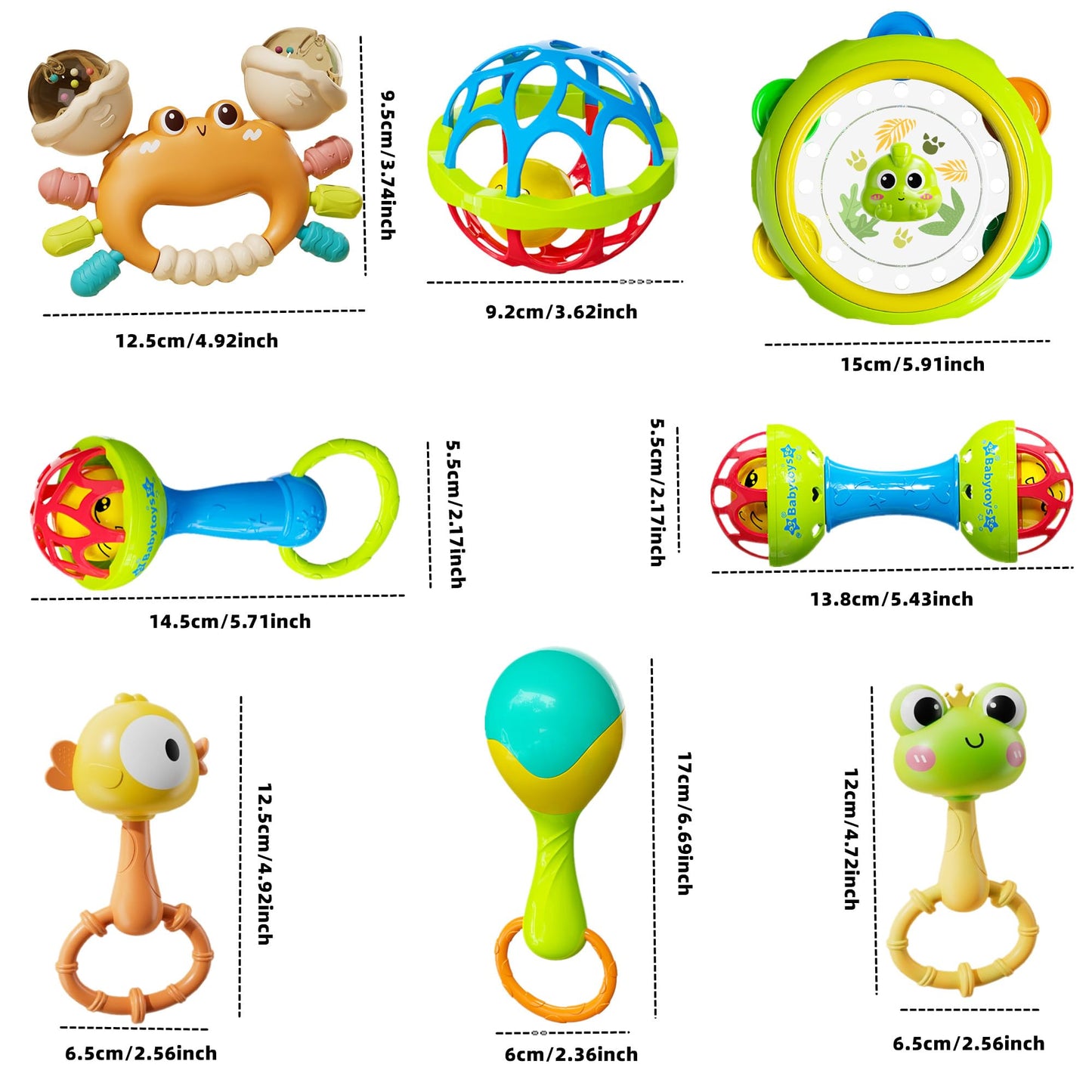 HAOHAOSHUA 8pcs Baby Rattles Toys Set for 3-6 Months,Grab Shake Rattle for Babies 6-12 Months, Easy Hold Teething Toy,Development Learning Toy for Babies 3+ Months Birthday Gift