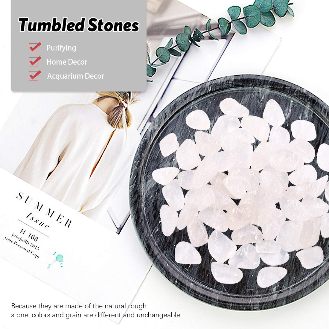 Hilitchi 1lb Bulk Large Natural Tumbled Polished Brazilian Stones Gemstone Healing Crystals Quartz for Wicca, Reiki, and Energy Crystal Healing (Rock Crystal (B))