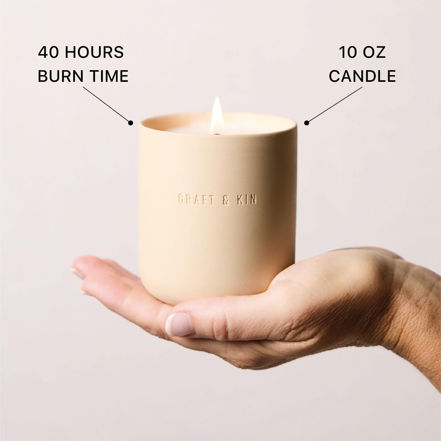 Craft & Kin Scented Candles | Soy Blend with Cotton Wick | Long-Lasting Holiday Candle, 40-Hour Burn | Ceramic Jar, Perfect & Winter Candles Home Scent (10 oz, Neroli & Jasmine)