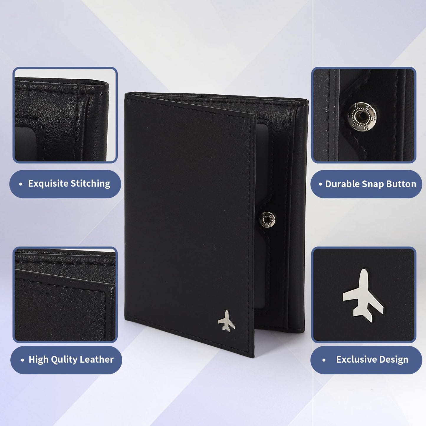 Pilot Wallet Passport Holder for Travel - RFID Blocking Genuine Leather Travel Document Holder with Gift Box Passport Wallet for Pilots Men and Women