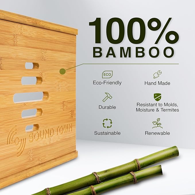 Sound Town DIY 2 x 8U Slanted Studio Rack with Solid Carbonized Bamboo, Casters, for Recording Room, Home Studio (STBR-D8T)