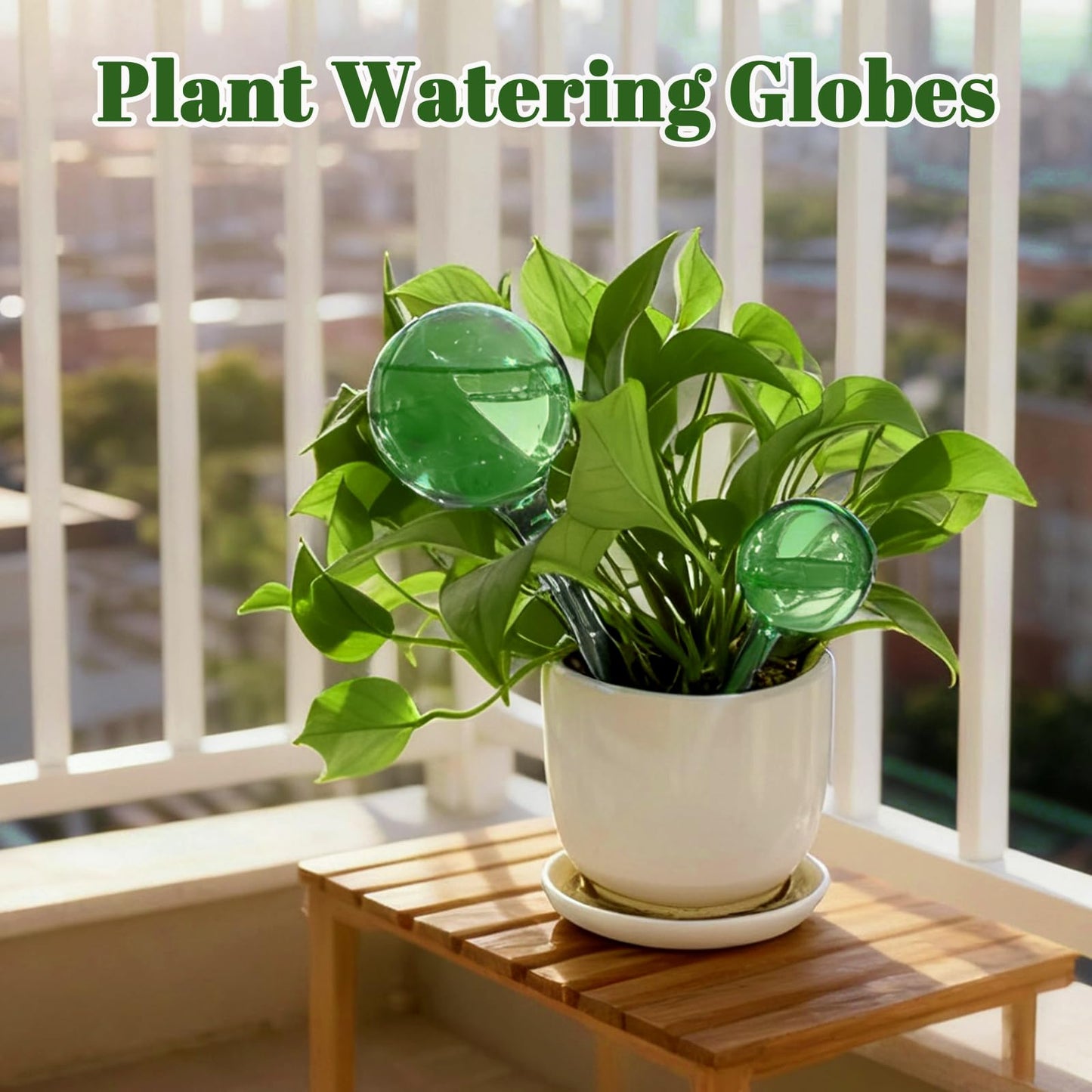 Pesilo 10 Pcs Self Watering Globes, Plant Watering Globes Automatic Watering Bulbs for Indoor Outdoor, Vacation Potted Plant Care Water Conservation Device (Green)