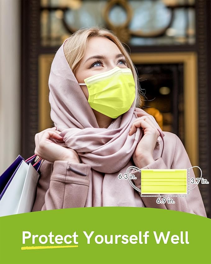 FriCARE Disposable Face Masks, 3-Ply ASTM Level 3 Medical Grade, FSA/HSA Eligible, Breathable & Comfortable for Allergy/Sun Protection, 50 Pack Light Green