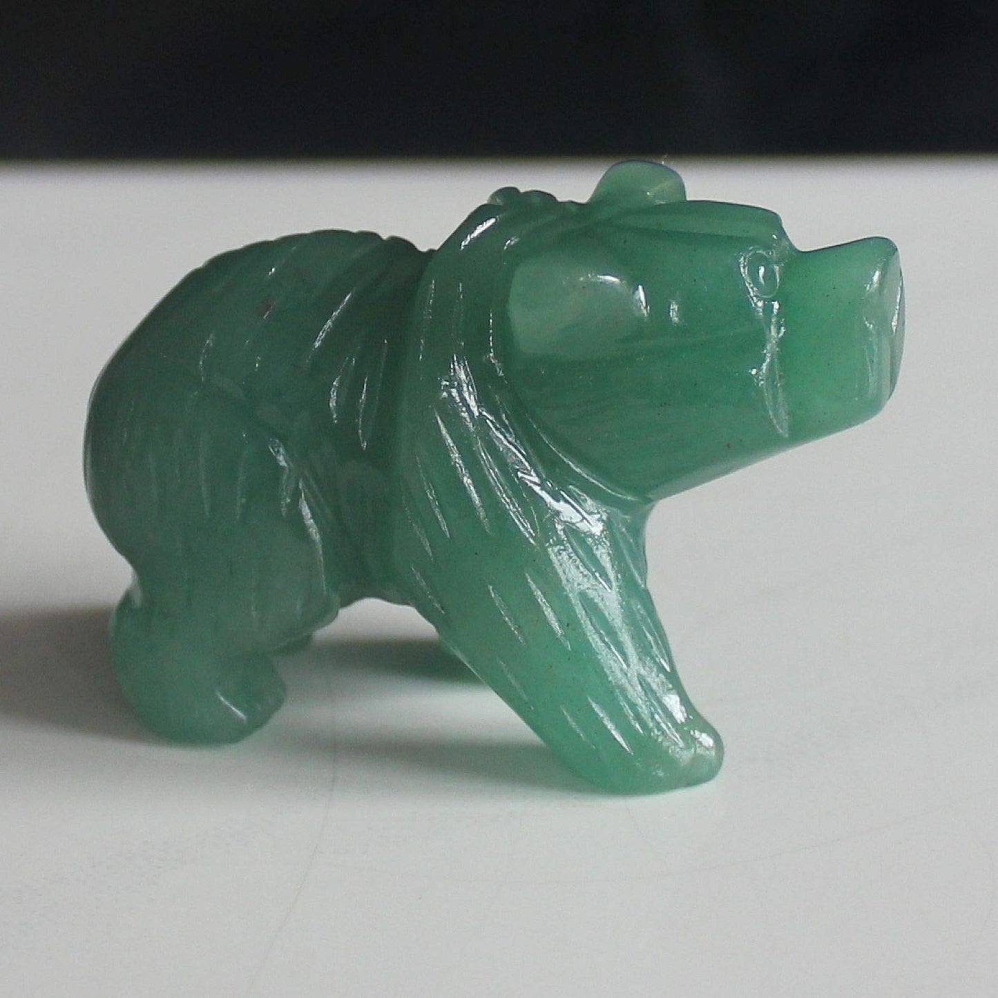 2'' Hand Carved Mixed Gemstone Crystal Bear Figurine Animal Carving (Green Aventurine)