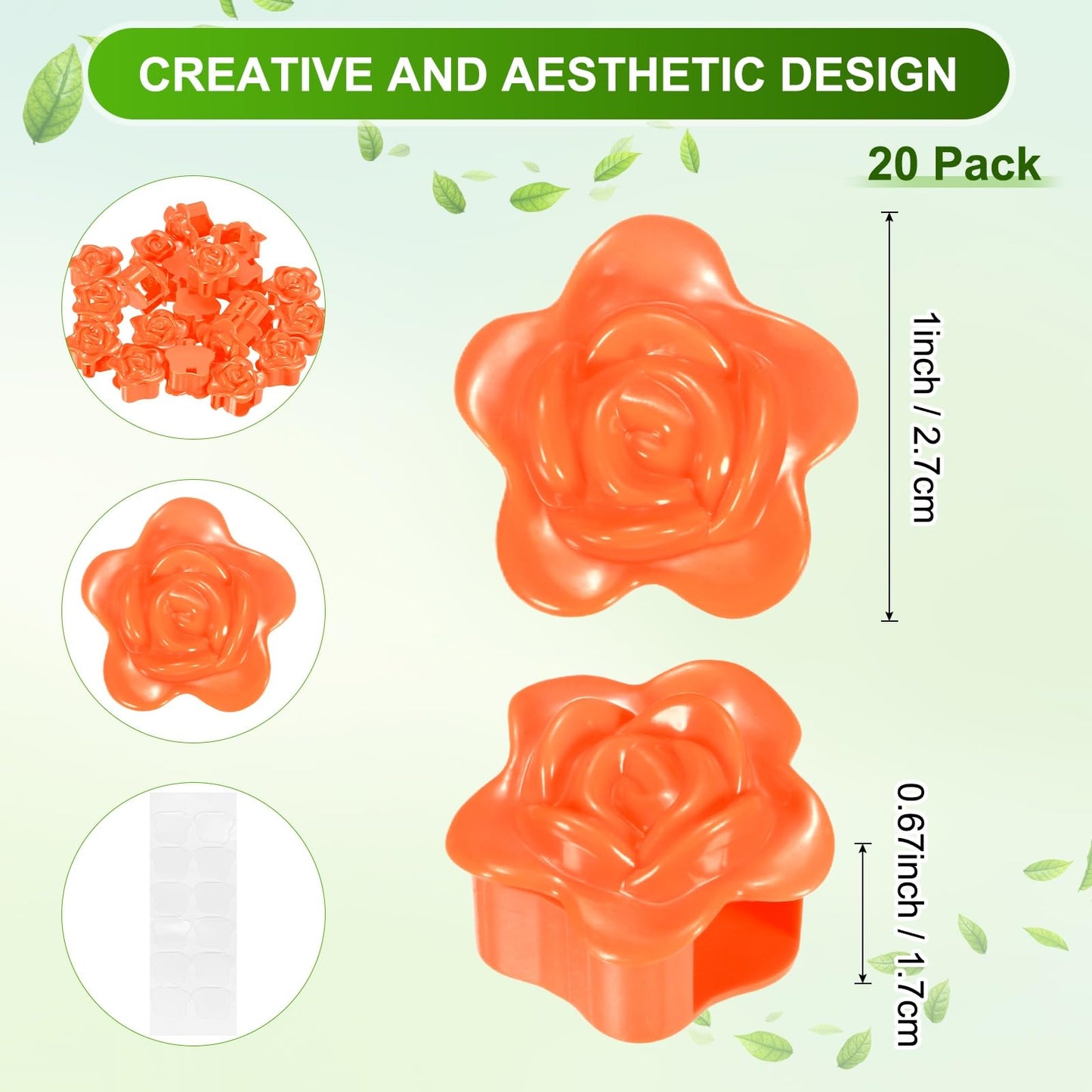 M METERXITY 100 Pack Plant Wall Clips, Self-Adhesive Plant Climbing Wall Clips Fixer with Acrylic Adhesive Sticker for Vine Support/Indoor/Outdoor Decor [Rose-Orange]